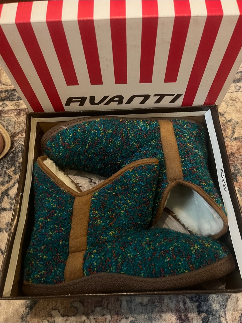 Avanti Teal Multicolor Knit Slip-On Kids Boots with Tan Trim